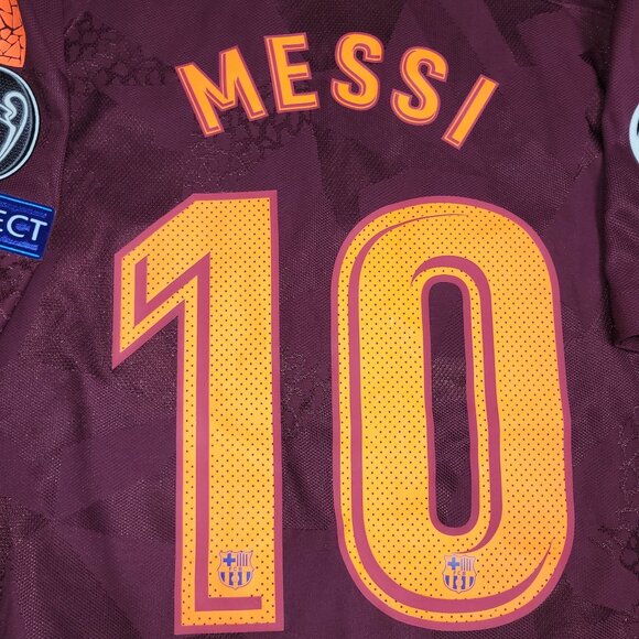 Messi Barcelona 2017 2018 Third UEFA PLAYER ISSUE Soccer Jersey Shirt XL - Picture 4 of 11